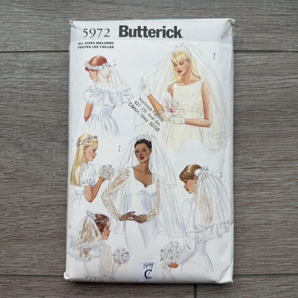 Butterick 5972 Misses & Girls Bridal Veils & Headpieces Sewing Pattern All Sizes